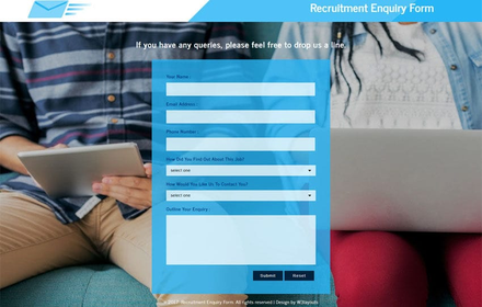 Recruitment Enquiry Form Flat Responsive Widget Template