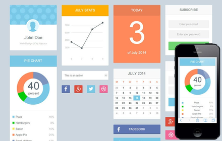 Soft Flat UI KIT Responsive mobile web template