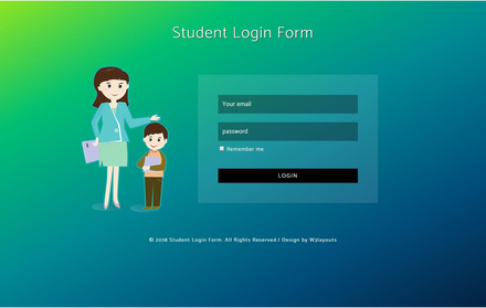 Student Login Form Flat Responsive Widget Template