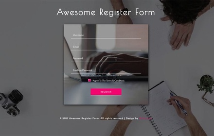 Awesome Register Form Responsive Widget Template