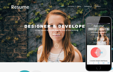 Resumer a SinglePage Flat Responsive web template