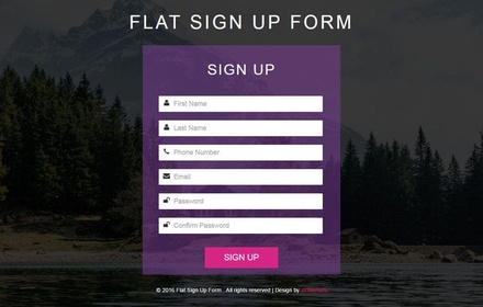 Flat Sign Up Form Responsive Widget Template