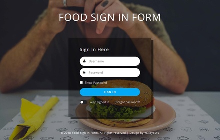 Food Sign In Form Flat Responsive Widget Template.