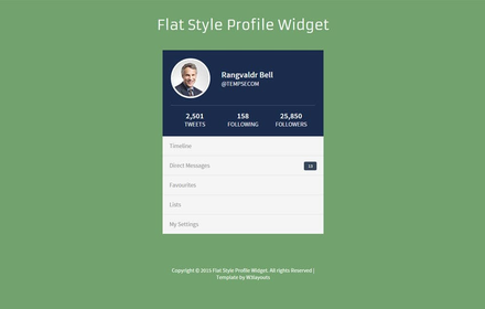 Flat Style Profile Responsive Widget Template