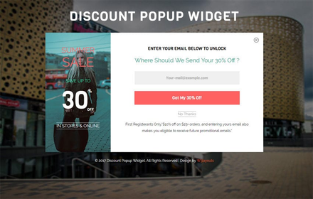 Discount Popup Widget Flat Responsive Widget Template