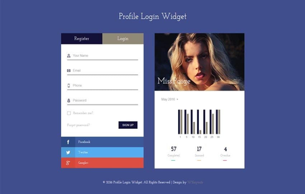 Profile Login Widget Flat Responsive Widget Template