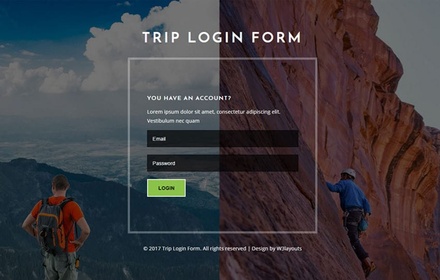 Trip Login Form Flat Responsive Widget Template