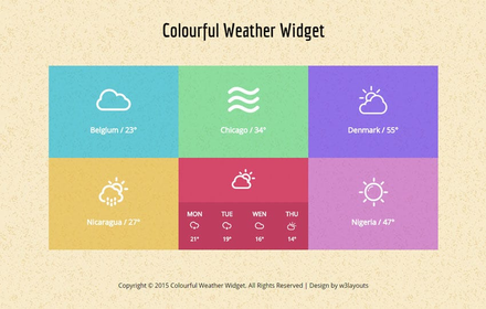 Colourful Weather Widget Responsive Template