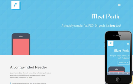 Perth flat Responsive design Mobile Website Template