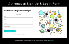 Astronauts Sign Up & Login Form a Flat Responsive Widget Template