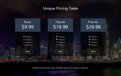 Unique Pricing Table Flat Responsive widget Template