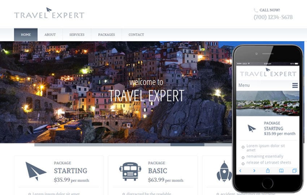 Travel Expert a travel guide Mobile Website Template