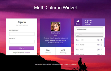 Multi Column Widget Flat Responsive Widget Template