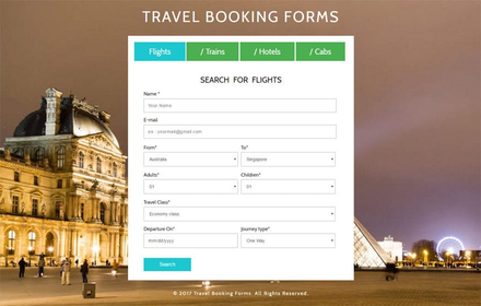 Travel Booking Forms a Flat Responsive Widget Template