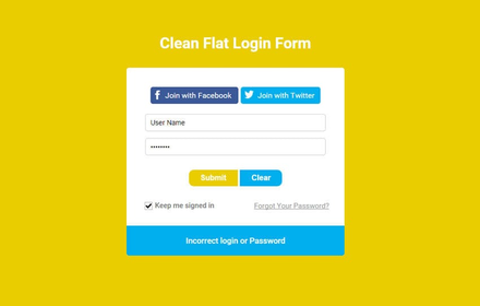 Clean Flat Login Form Responsive Widget Template