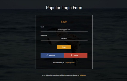 Popular Login Form Widget Flat Responsive Widget Template