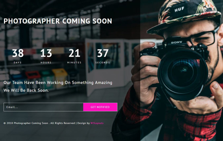 Photographer Coming Soon Responsive Widget Template