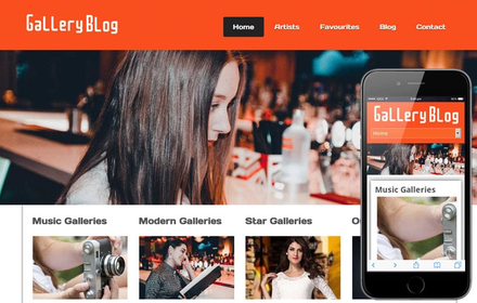 Gallery Blog web and mobile website template for free
