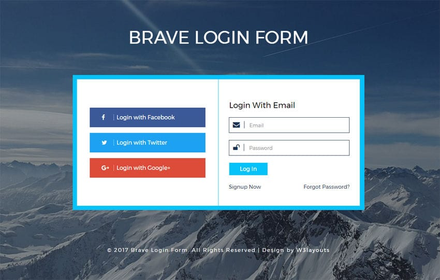 Brave Login Form a Flat Responsive Widget Template