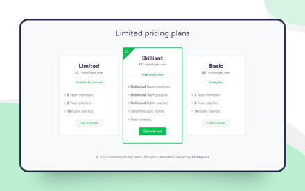 Limited Pricing Plans Web Element