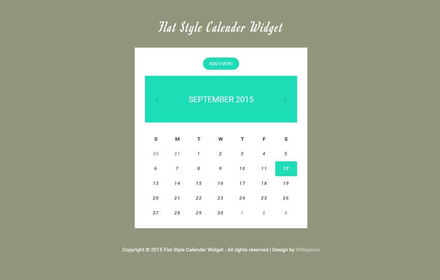 Flat Style Calendar Responsive Widget Template