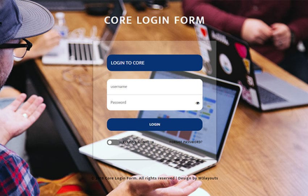 Core Login Form Flat Responsive Widget Template