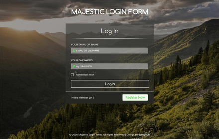 Majestic Login Form Flat Responsive widget Template