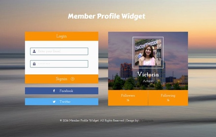 Member Profile Flat Responsive Widget Template