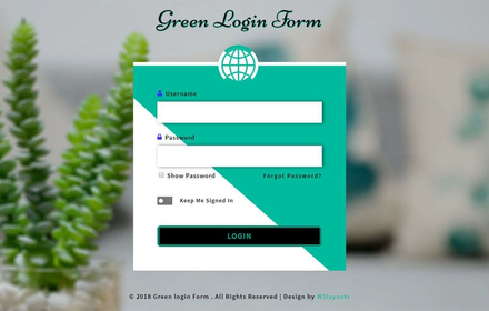 Green Login Form Flat Responsive Widget Template