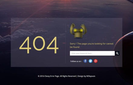 Classy Error Page a Flat Responsive Widget Template