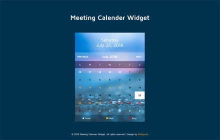 Meeting Calendar Widget Flat Responsive Widget Template