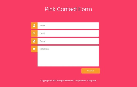 Pink Contact Form Flat Responsive Widget Template