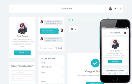 Cyan Flat UI KIT Responsive mobile web template