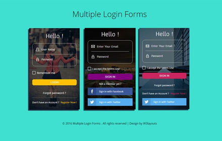 Multiple Login Forms Flat Responsive Widget Template