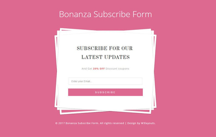 Bonanza Subscribe Form a Flat Responsive Widget Template