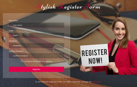 Stylish Register Form Responsive Widget Template