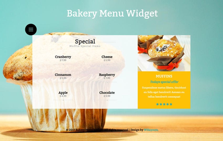 Bakery Menu Widget a Flat Responsive Widget Template