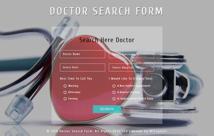 Doctor Search Form Flat Responsive Widget Template