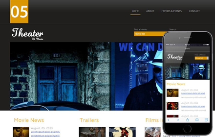 Theater Entertainment Mobile Website Template