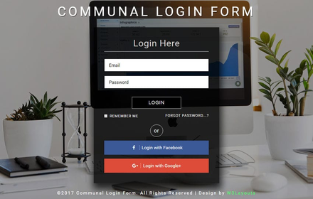 Communal Login Form a Flat Responsive Widget Template