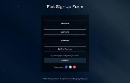 Flat Signup Form Flat Responsive Widget Template