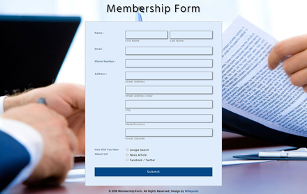 Membership Form Flat Responsive Widget Template