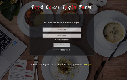 Food Court Login Form a Responsive Widget Template