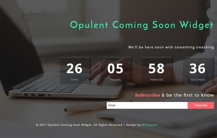 Opulent Coming Soon Widget Flat Responsive Widget Template