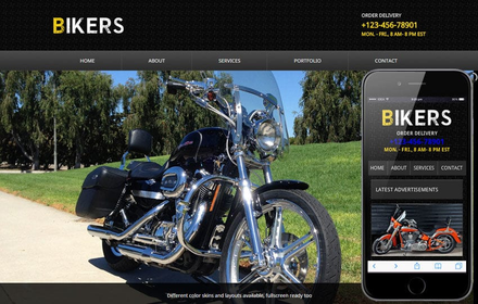 Bikers web and Mobile Template for free