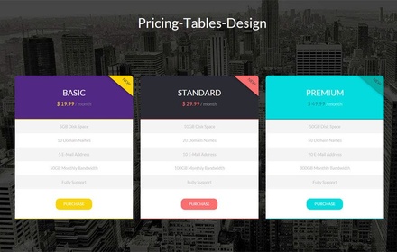 Flat Pricing Tables Design Widget Template