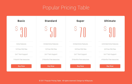 Popular Pricing Table a Flat Responsive Widget Template