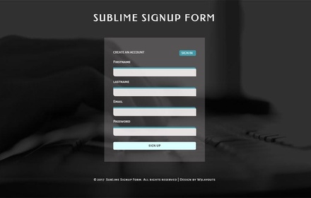 Sublime Signup Form a Flat Responsive Widget Template