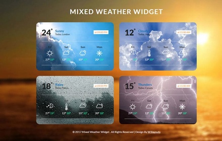 Mixed Weather Widget Flat Responsive Widget Template