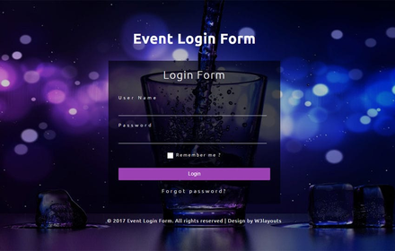 Event Login Form a Flat Responsive Widget Template